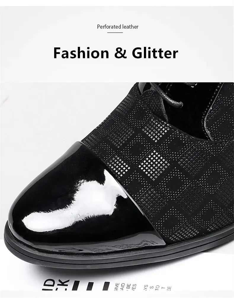 Thick Heel Pointy Toe Leather Shoes For Men