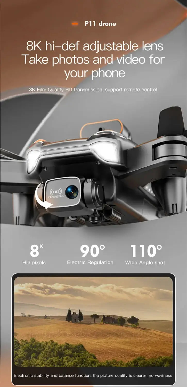 P11 Drone GPS Automatic Return 8K Aerial Photography UAV Four Sided Obstacle Avoidance Remote Control Toy