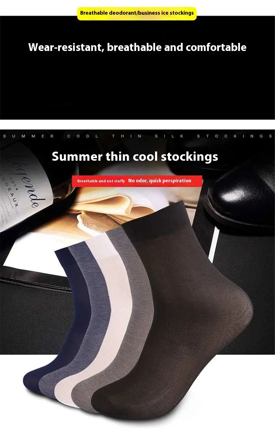 Men’s Socks Mercerized Cotton Summer Thin Middle Tube