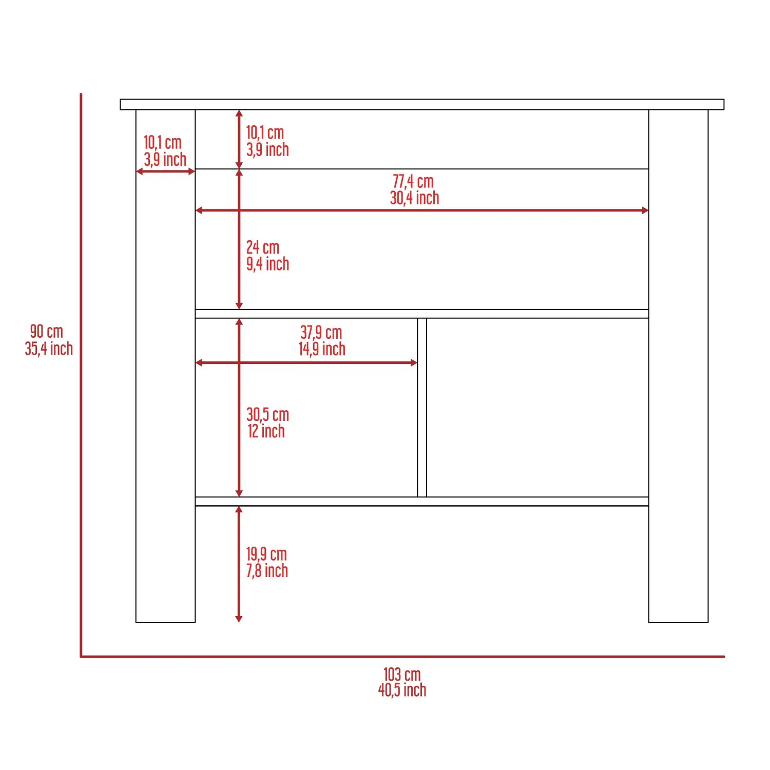 Rockaway 3-Shelf Kitchen Island White And Walnut