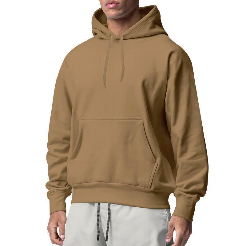 European And American Men’s Sports Solid Color Fleece Sweater Hoodie