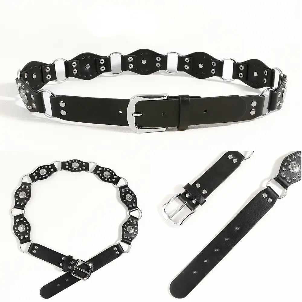 Vintage Belts For Both Men And Women With Handsome Riveted Metal Buckle Punk Hip Hop Fashion Accessories