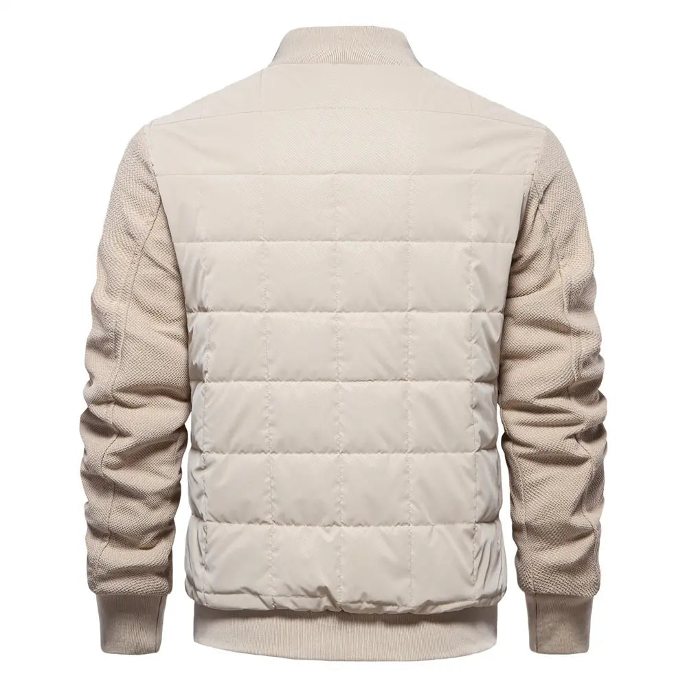 Fashion Stitching Coat Winter Personality Stand Collar Zipper Jacket Men’s Clothing