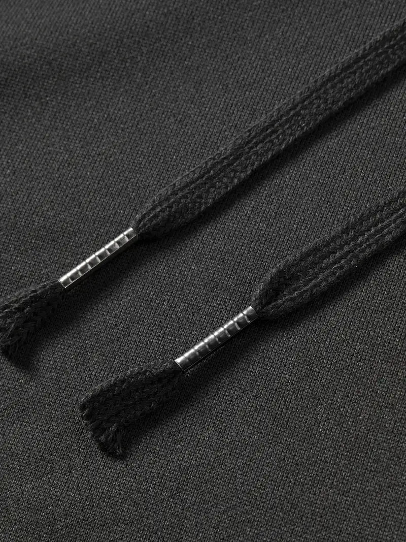 Men’s Contrast Color Hooded Pullover Drawstring Pocket Long Sleeve Sweater