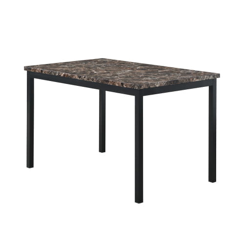 Furniture 5-piece Metal Dining Table And Chair Set With Imitation Marble Top