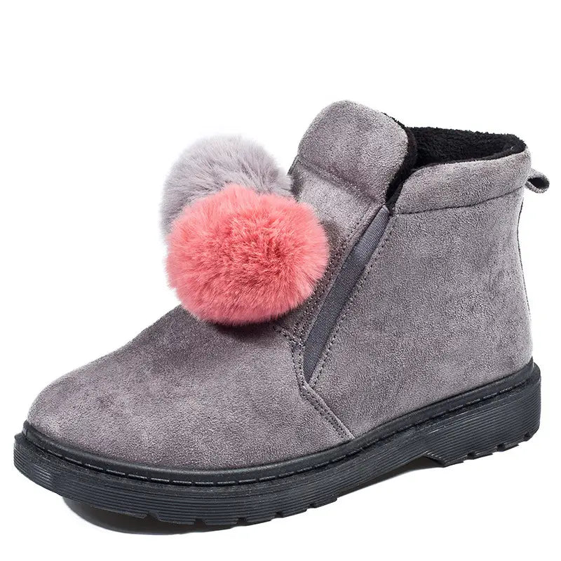 Flat boots thickened student cotton shoes short