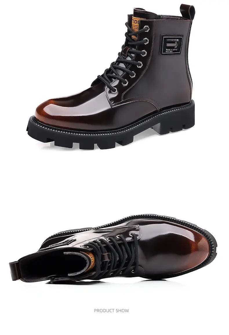 Men’s High-top Soft Leather Mid-top Workwear Boots All-match Breathable Boots
