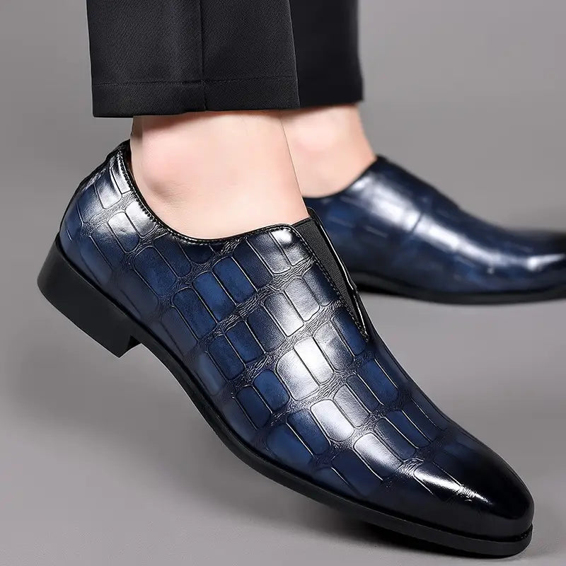 Stone Pattern Casual Leather Shoes Breathable Slip