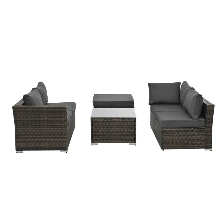 Patio Furniture Outdoor Furniture Seasonal PE Wicker Furniture 4 Set Wicker Furniture With Tempered Glass Coffee Table