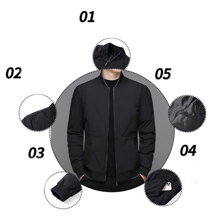 Fashion Down Jacket Winter Warm Baseball Jacket For Men Casual All-match Solid Color Coat