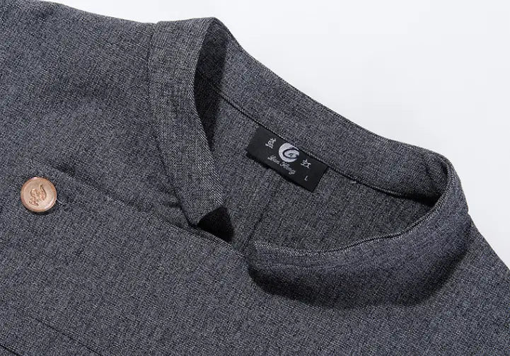 Grey Linen Chef Work Clothes Long Sleeve Men Hotel