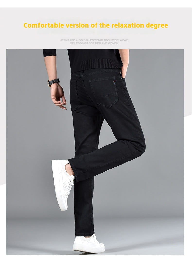 New Slim Fit Youth Casual Straight-leg Cotton Jeans Men