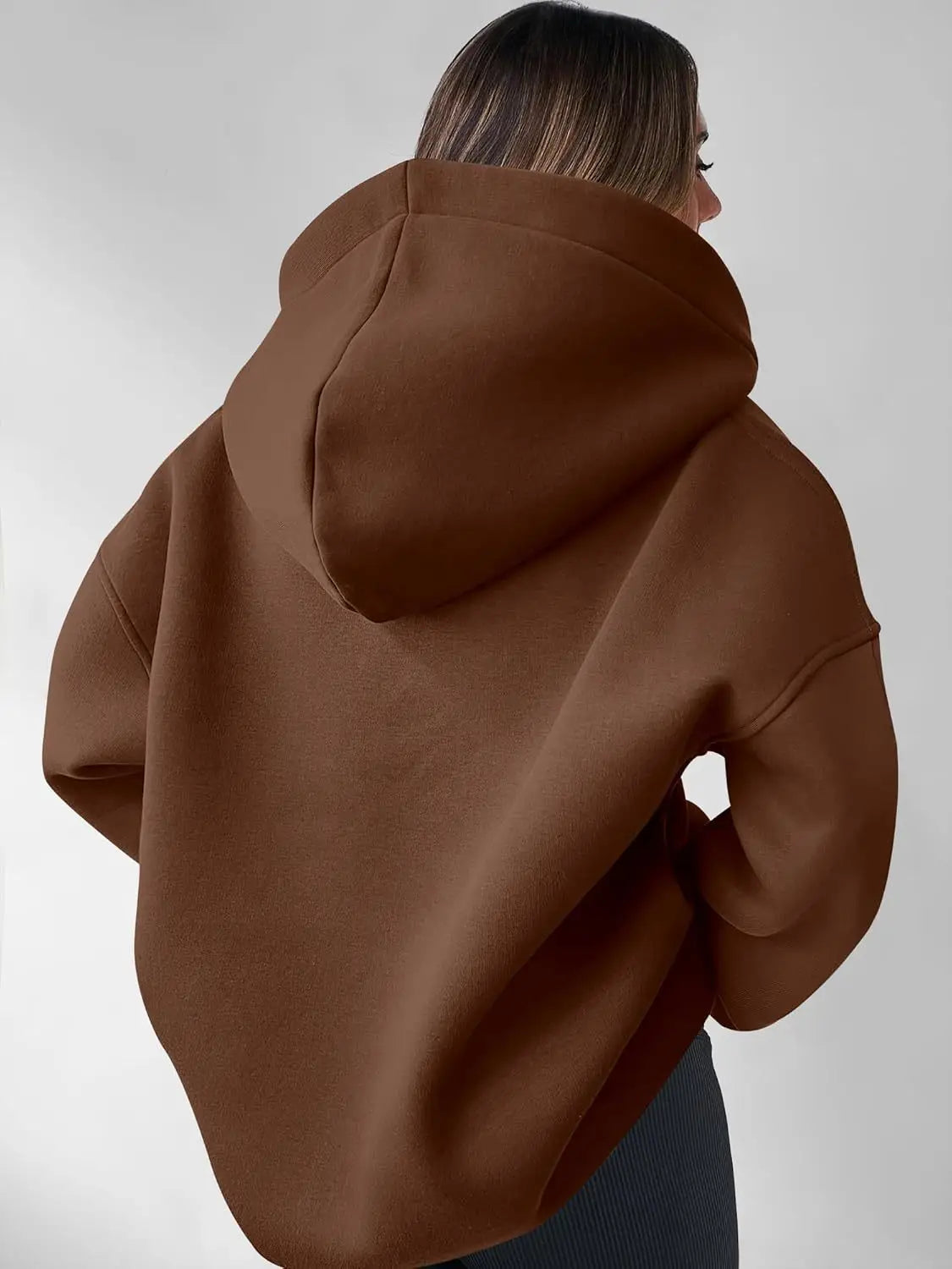 Women’s Solid Color Long Sleeve Hooded Solid Color Loose Sweater