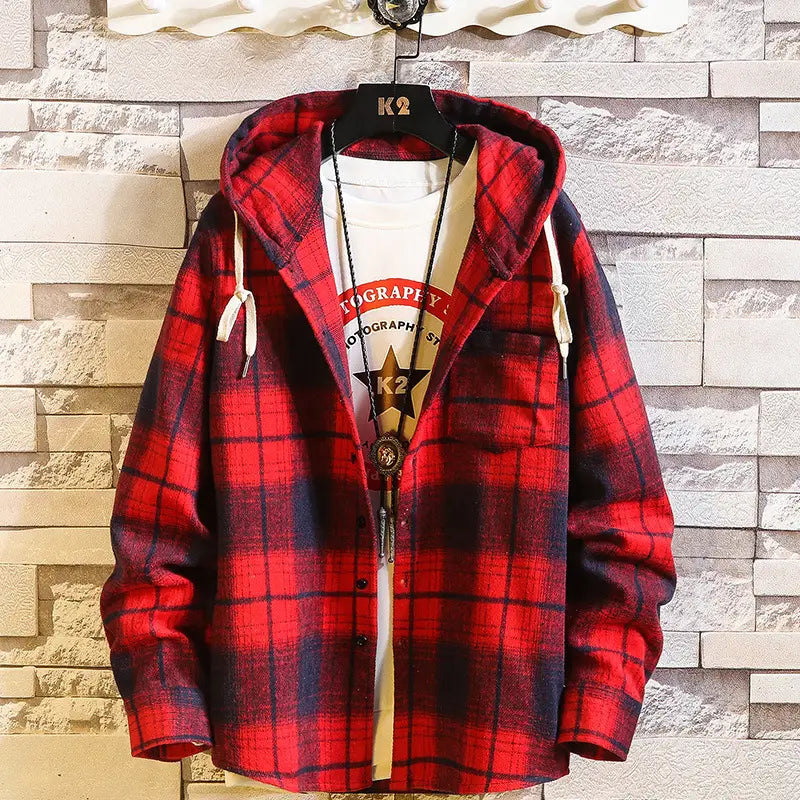 New Arrived Plaid Hoodie Sweatshirt Men