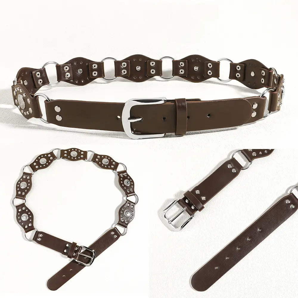 Vintage Belts For Both Men And Women With Handsome Riveted Metal Buckle Punk Hip Hop Fashion Accessories