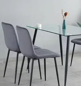 Kitchen Chair 4-piece Set With Upholstered Seat And Metal Legs