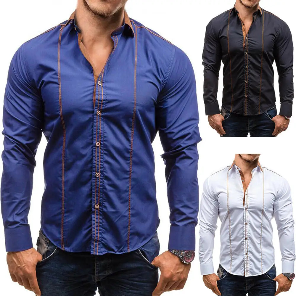 Casual Men’s Loose Plus Size Long-sleeved Shirt