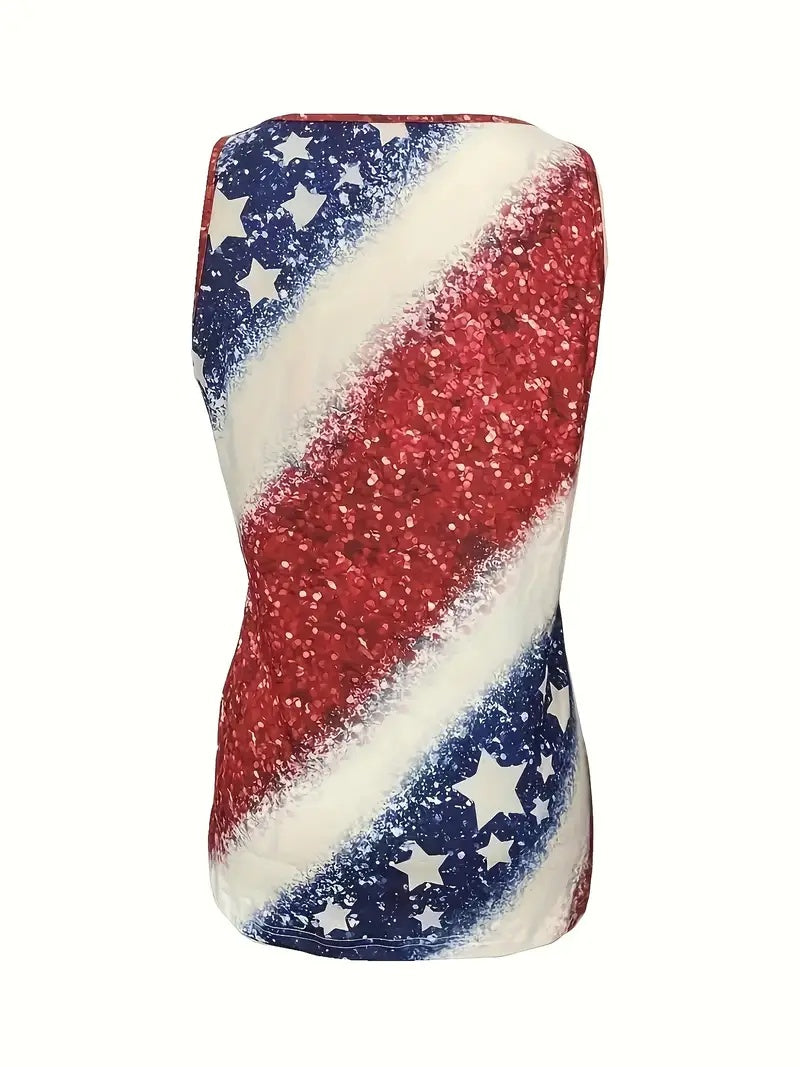 Sleeveless Fashion Print Vest Button-down Top For Summer