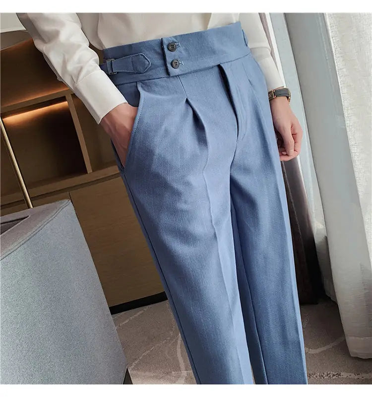 High-waisted Trousers Striped Casual Men