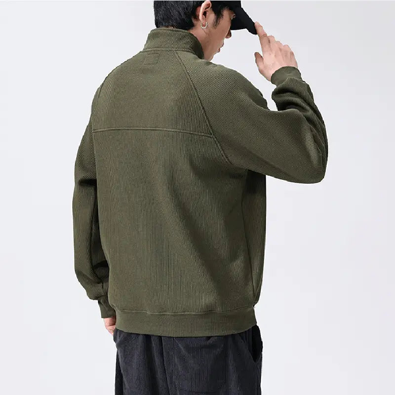 Fashion Stand-collar Fleece Sweatshirt Winter Warm Long Sleeve Top Men’s Clothing