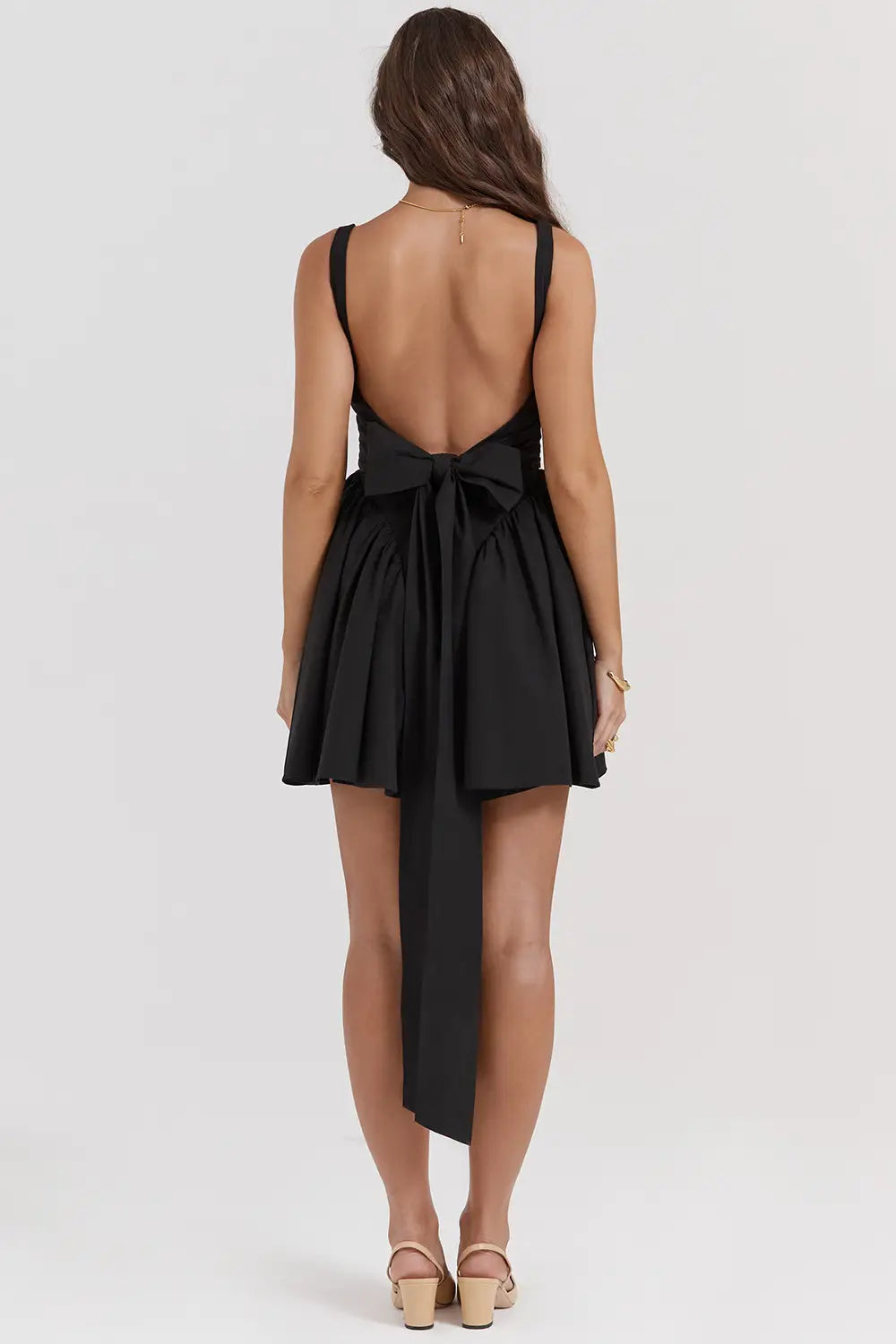 Square Neck Sleeveless Dress With Backless Bow Design Summer Fashion Slim Short Dresses For Women Clothing