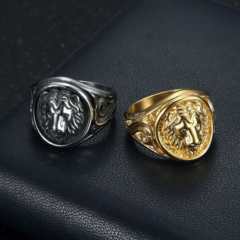 Vacuum Gold Plated Lion’s Head Men’s Ring