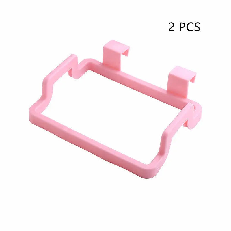 Eco-Friendly Kitchen Door Back Hanging Style Cabinet Stand Trash Garbage Bags Support Holder - Pink 2PCS
