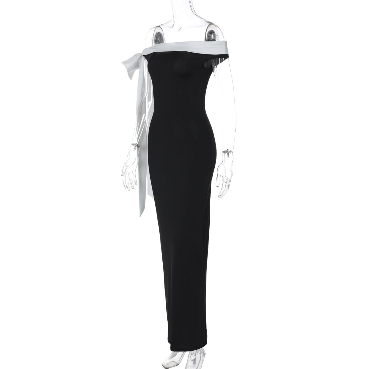 Women’s Fashion Off-shoulder Ribbon Slim Fit Dress