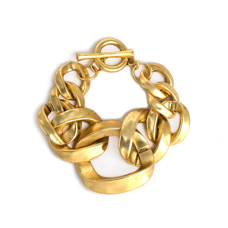 Gold-toned chunky chain bracelet from Retro Bracelets couple collection for men and women.