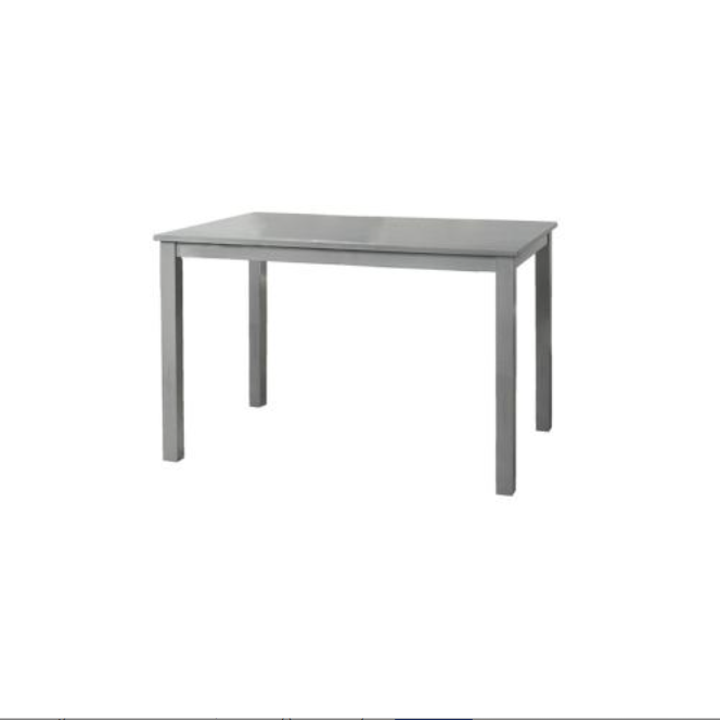 Grey Finish 5pc Dining Room Set Dining Table 4x Chairs Beige Fabric Chair