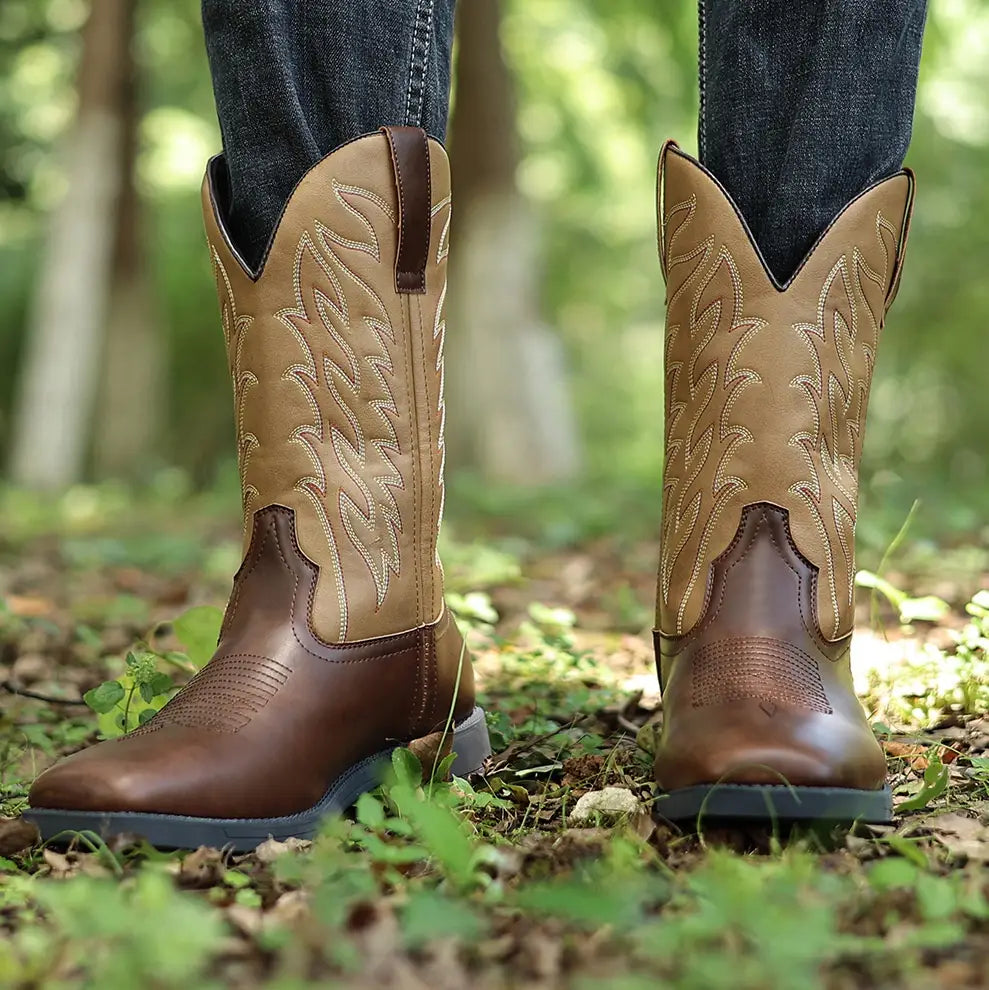 Retro Wide Head Western Cowboy Boot