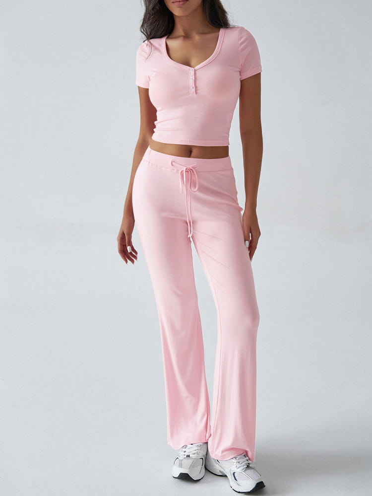 Women’s Solid Color Crew Neck Casual Fashion Suit