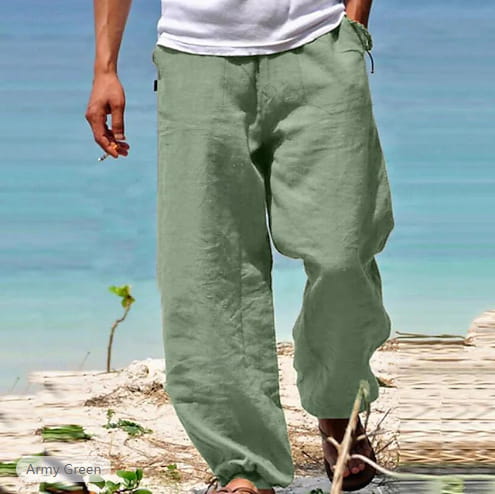 Men’s Trousers Summer Drawstring Elastic Waist Beach Pants