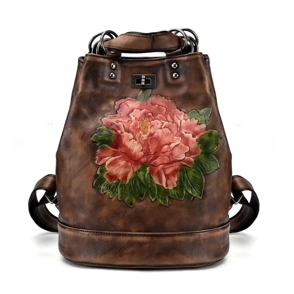 Tree Cream Leather Backpack