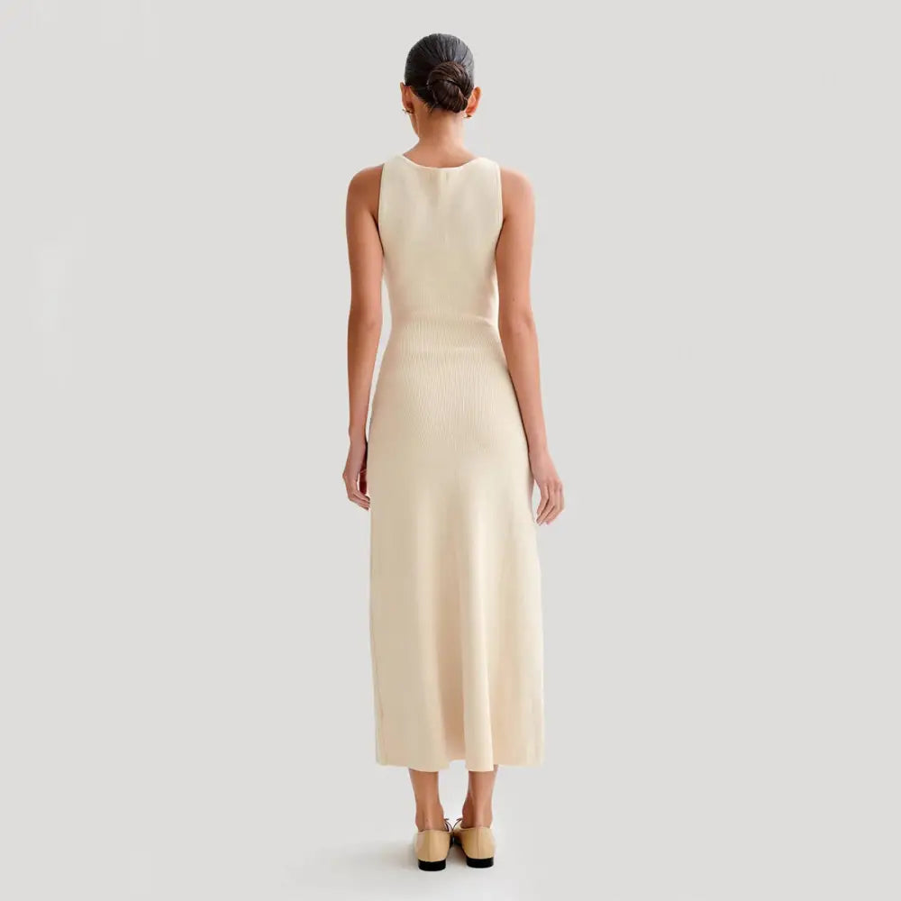 Elegant Knitted Sleeveless Dress With Single Breast Fashion Slim Round Neck Long Dresses Womens Clothing Beyond Trends Hub