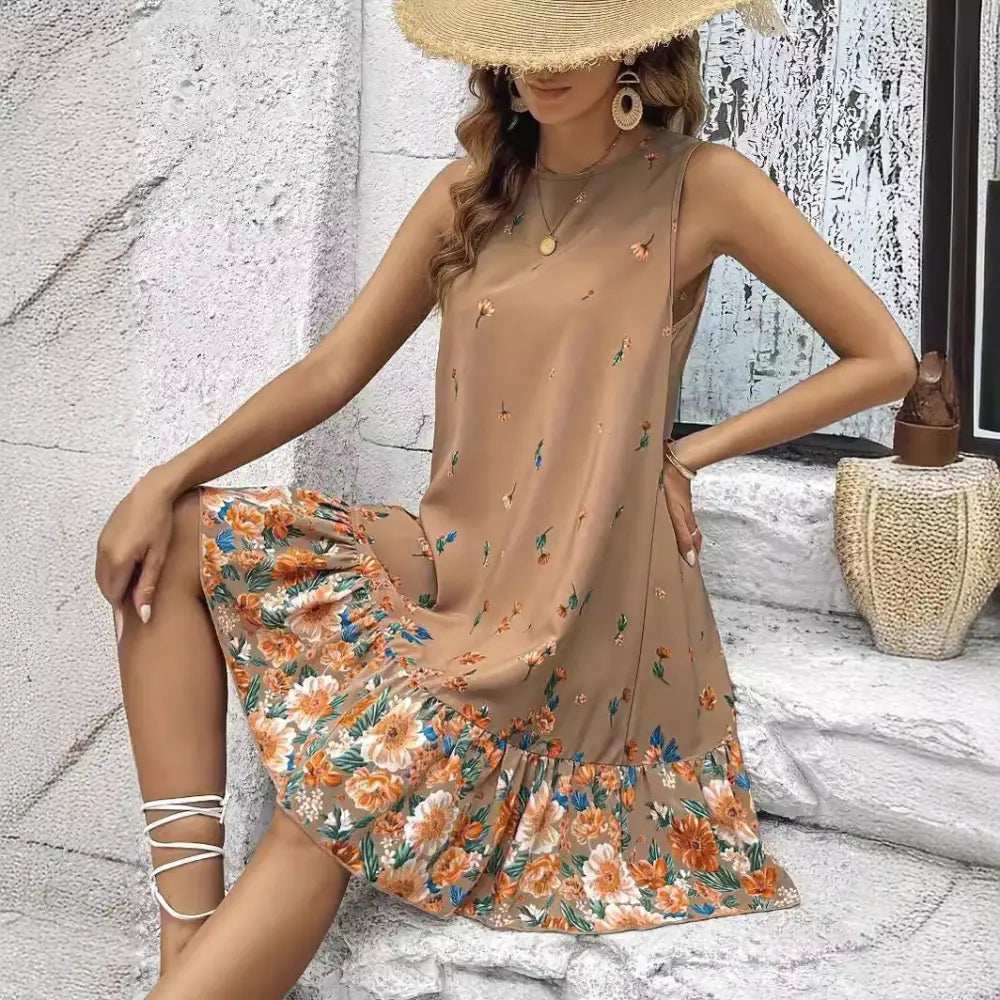 Elegant Sleeveless Positioning Print Spring And Summer Women’s Clothing Dress