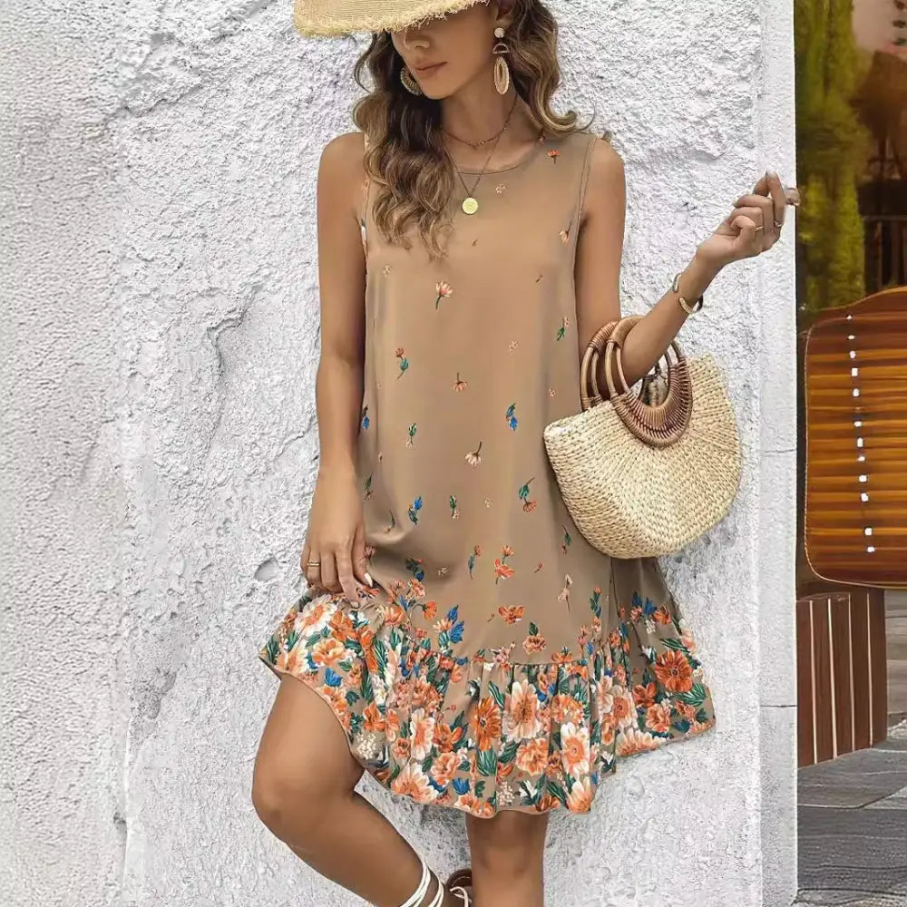 Elegant Sleeveless Positioning Print Spring And Summer Women’s Clothing Dress