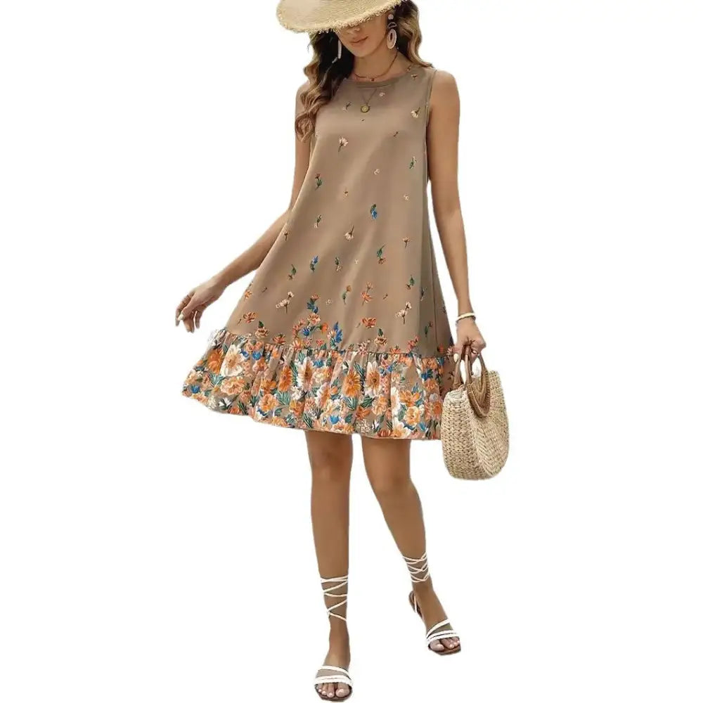 Elegant Sleeveless Positioning Print Spring And Summer Women’s Clothing Dress