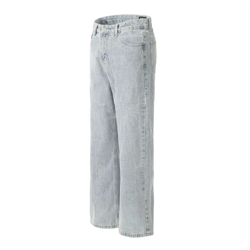 Embroidery Wash Denim Trousers For Men
