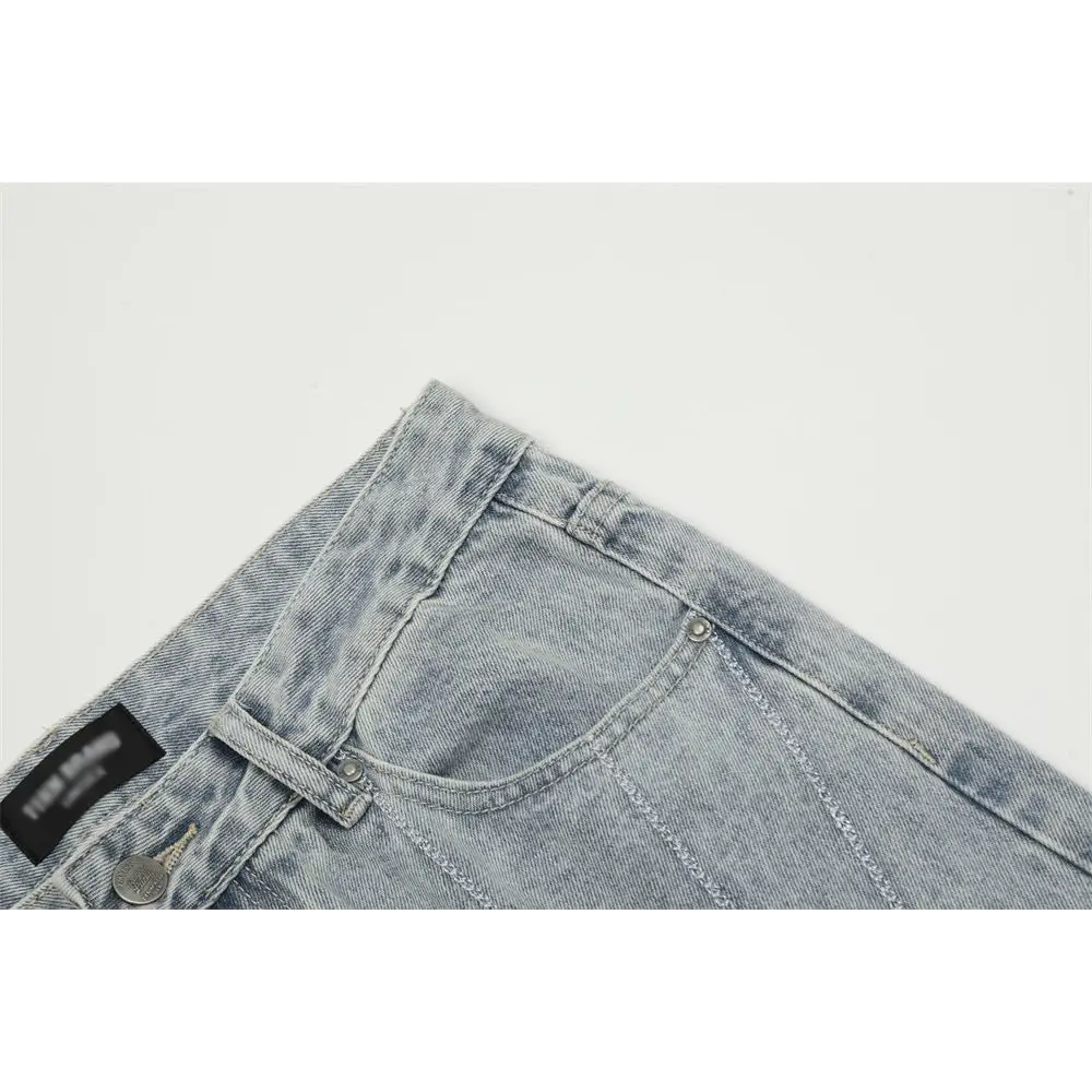 Embroidery Wash Denim Trousers For Men