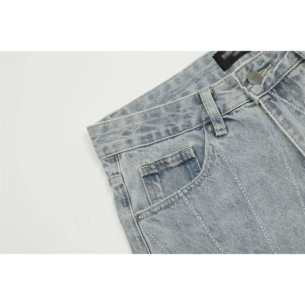 Embroidery Wash Denim Trousers For Men