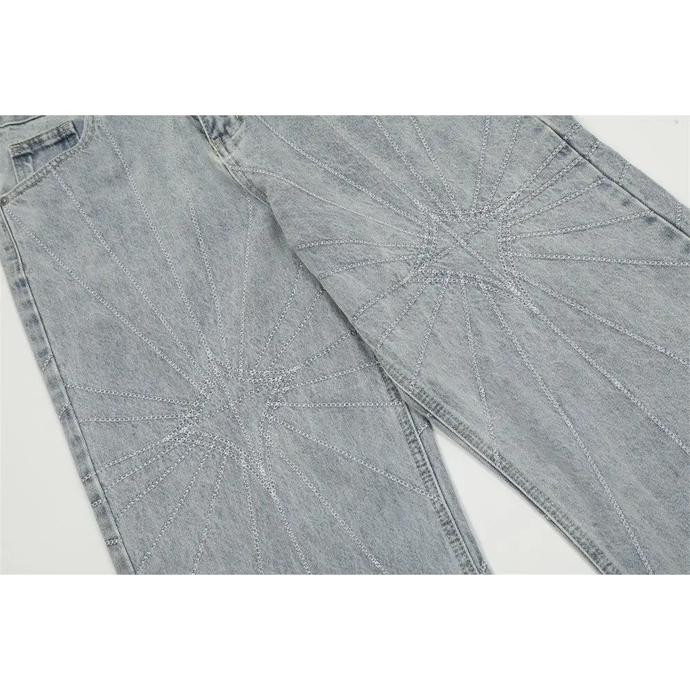 Embroidery Wash Denim Trousers For Men
