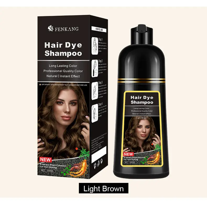 English Black Plant Hair Dye Covering Gray Hair Wash Black Bubble Hair Color Cream - Light Brown / 500ml