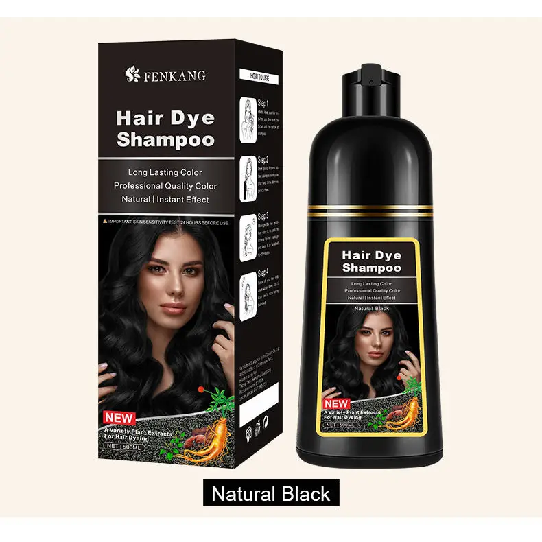 English Black Plant Hair Dye Covering Gray Hair Wash Black Bubble Hair Color Cream - Black / 500ml