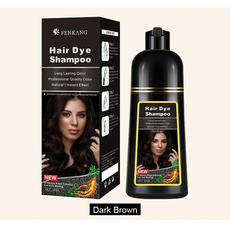 English Black Plant Hair Dye Covering Gray Hair Wash Black Bubble Hair Color Cream - Dark Brown / 500ml