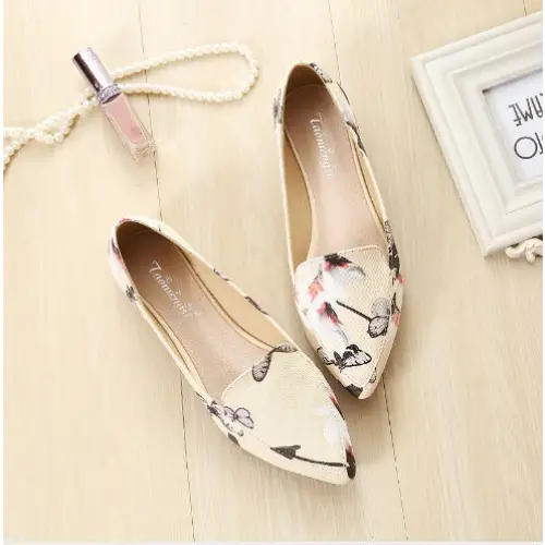 Espadrilles shoes woman slip on shoes pointed toe moccasins ladies loafers embroidery flats shoes flower printed shoes size 34- 43 Beyond Trends Hub