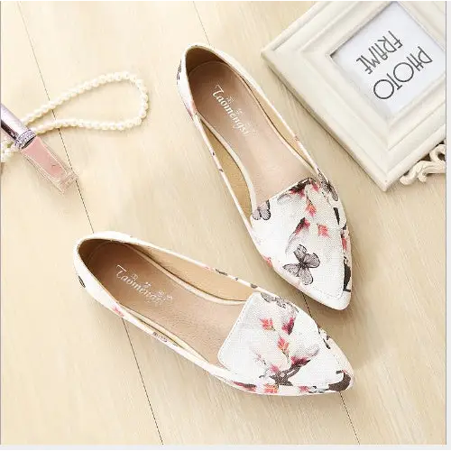 Espadrilles shoes woman slip on shoes pointed toe moccasins ladies loafers embroidery flats shoes flower printed shoes size 34- 43 Beyond Trends Hub