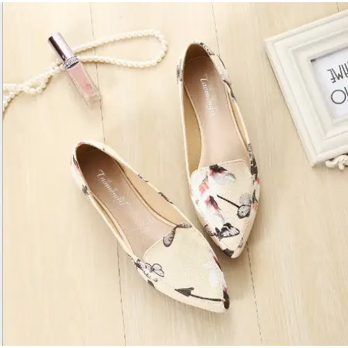 Espadrilles shoes woman slip on shoes pointed toe moccasins ladies loafers embroidery flats shoes flower printed shoes size 34- 43 Beyond Trends Hub