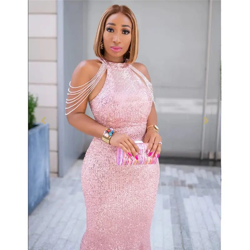 European American And African Women’s Quality Dresses - Pink / L