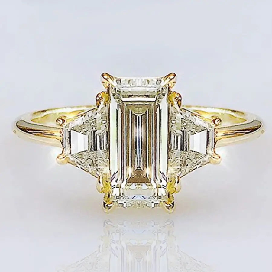 European And American Creative Square Zircon Lady Wedding Ring Beyond Trends Hub